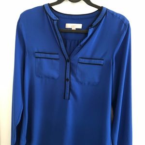 Royal Blue and Black Loft Blouse